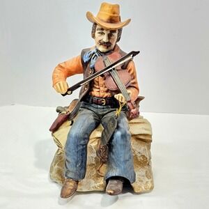 Waco Melody In Motion Cowboy Fiddler Hand Painted Bisque Porcelain Figurine